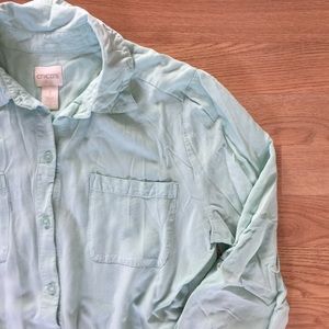 Chicos Minimalist Aqua Button Down